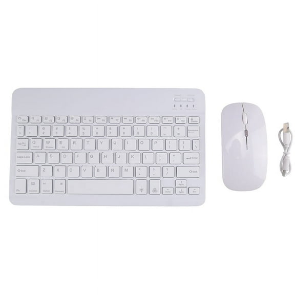 10inch Wireless Keyboard and Mouse RGB Backlit Rechargeable Bluetooth Keyboard and Mouse Combo Kit White