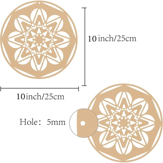 10inch Wood Flower Wall Decor Wooden Wall Art Grid Sacred Geometry Laser Cut Wall Sculpture Hanging Decor Spiritual Symbol Round for Home Office Studio Decoration