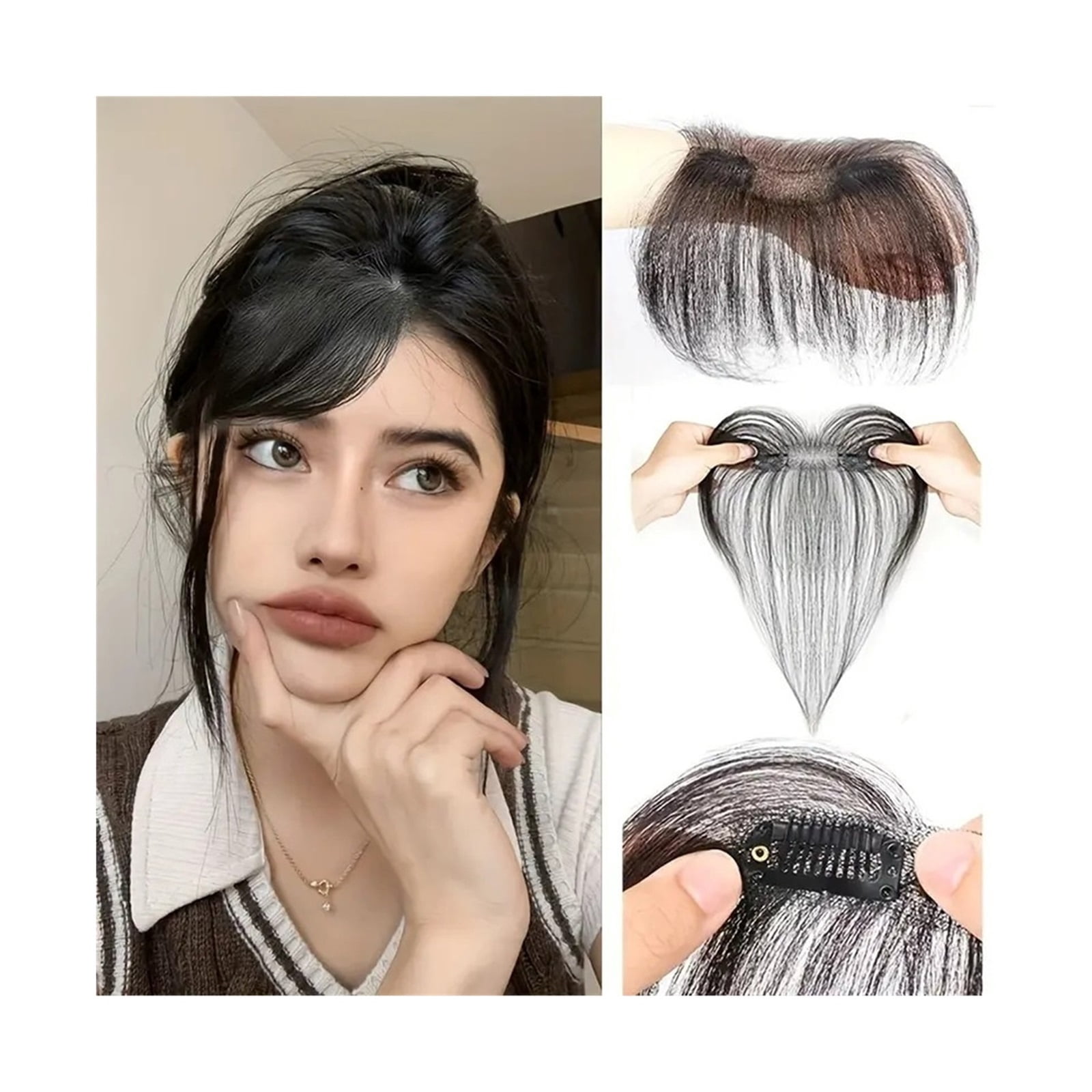 10inches Hair Bangs With Sideburns Human Hair Clip In Hair Extensions Hair Styling Tools Human Hair Women Clip In Bang