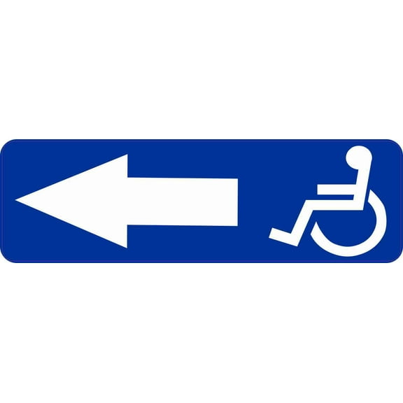 10inx3in Left Arrow Wheelchair Access Sticker Vinyl Business Handicap Sign