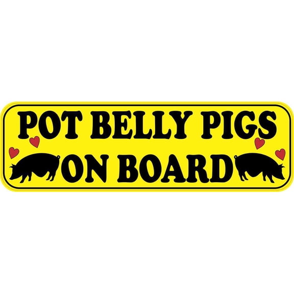 10inx3in Pot Belly Pigs on Board Bumper Sticker Vinyl Animal Vehicle Decal