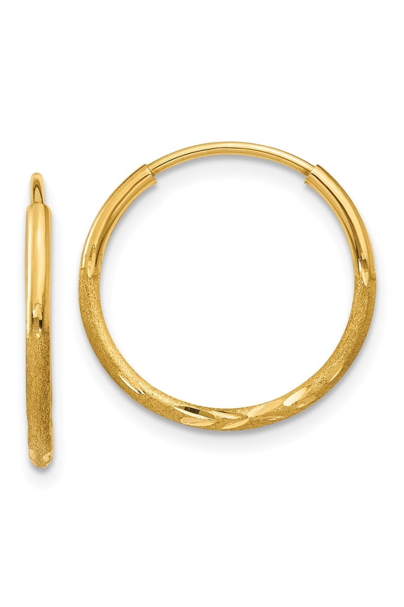 10k 1.25mm Diamond-cut Endless Hoop Earring