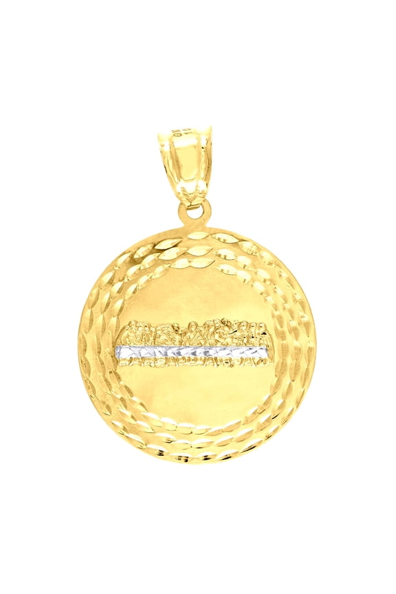 10k 10Kt Gold Two-Tone Diamond-Cut Mens Last Supper Religious Charm Pendant