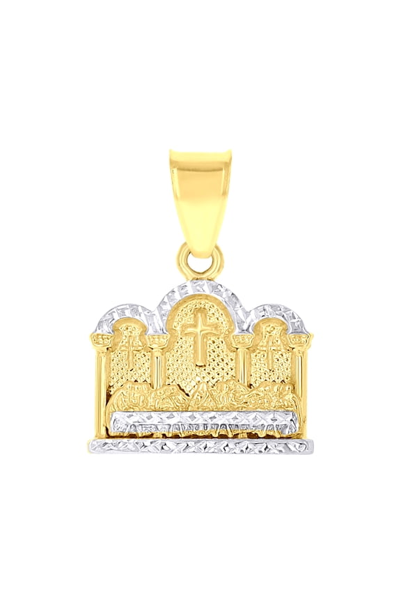 10k 10Kt Gold Two-Tone Diamond-Cut Mens Last Supper Religious Charm Pendant