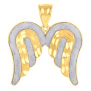 10k 10Kt Gold Two-Tone Diamond-Cut Textured Mens Angel Wings Religious Charm Pendant
