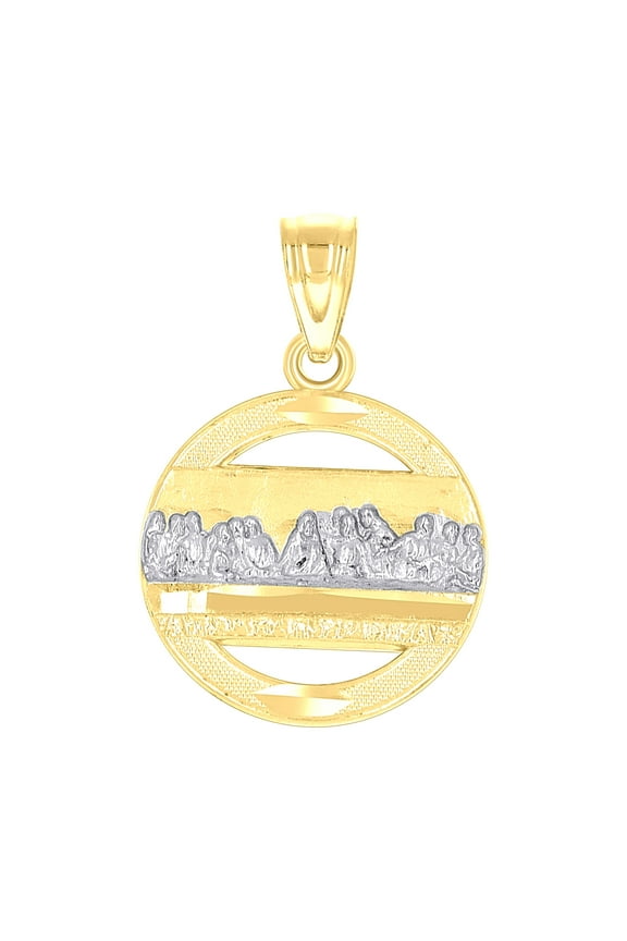 10k 10Kt Two-Tone Gold Diamond-Cut Womens Last Supper Religious Charm Pendant