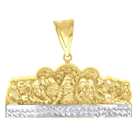 10k 10Kt Two-Tone Gold Mens Diamond-Cut Last Supper Religious Charm Pendant