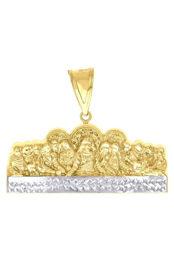 10k 10Kt Two-Tone Gold Mens Diamond-Cut Last Supper Religious Charm Pendant