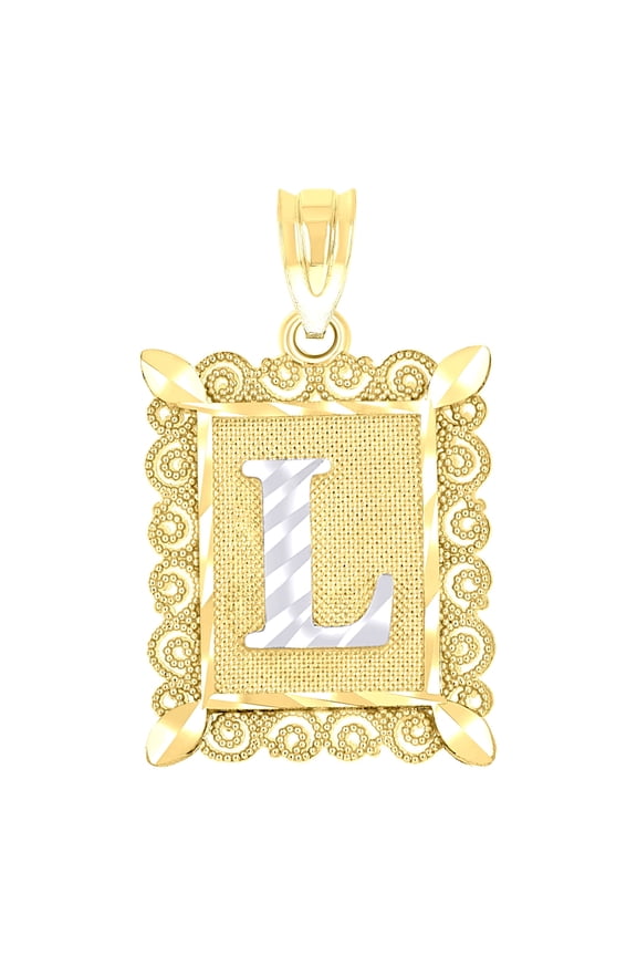 Initial Letter Alphabet L Charms Pendants 10k, Gold