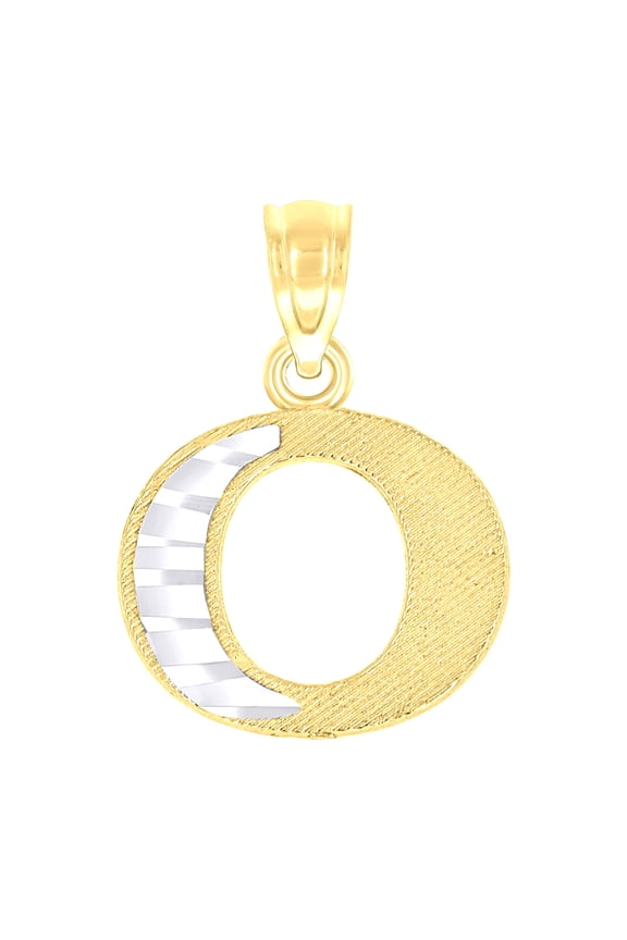10k 10kt Two-tone Gold Unisex Diamond-cut Initial O Charm Pendant for Men Women