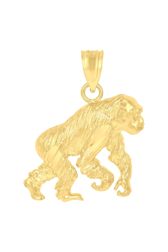 10k 10kt Yellow Gold Diamond-cut Unisex Gorilla Animal Charm Pendant for Men Women