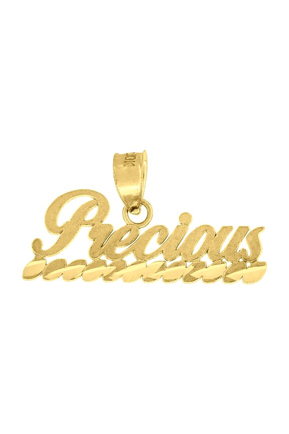 10k 10kt Yellow Gold Diamond-cut Unisex Precious Letters & Words Charm Pendant for Men Women