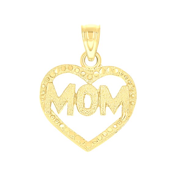 10k 10Kt Yellow Gold Diamond-Cut Womens Mom Heart Charm Pendant