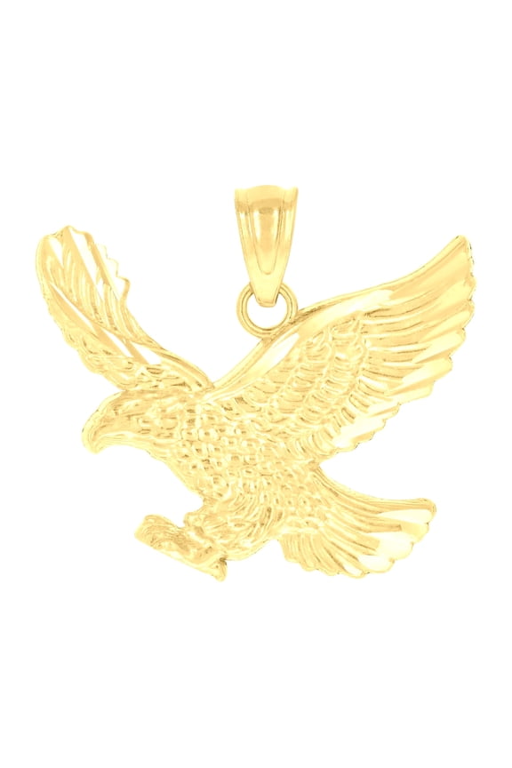 Flying Eagle Bird Charm Pendants 10k, Yellow Gold For Men Women
