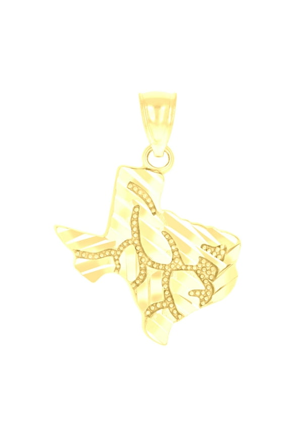 10k 10kt Yellow Gold Unisex Nugget Texas Map Charm Pendant for Men Women