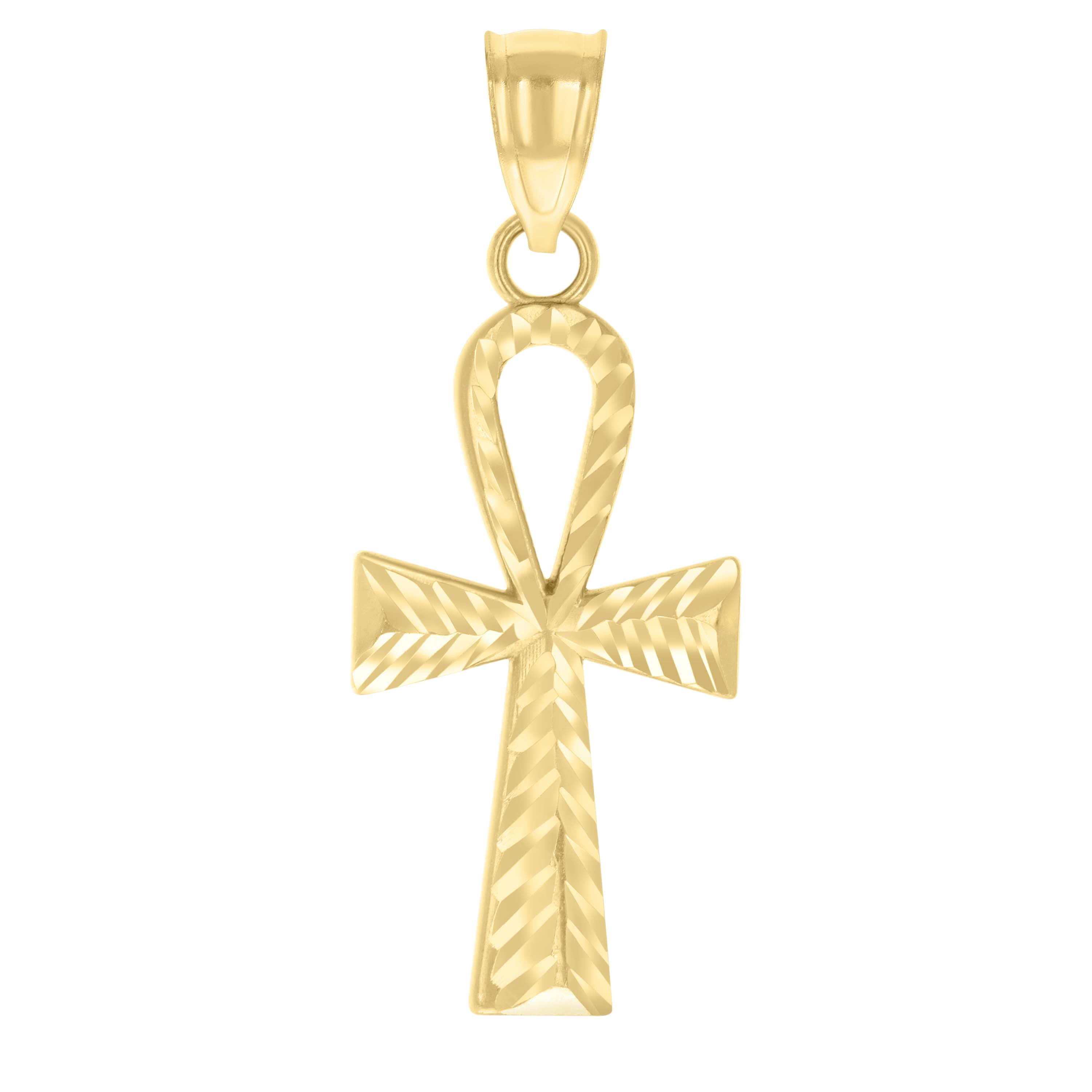 10k 10kt Yellow Gold Womens Ankh Cross Religious Charm Pendant Pendant Necklace for Women