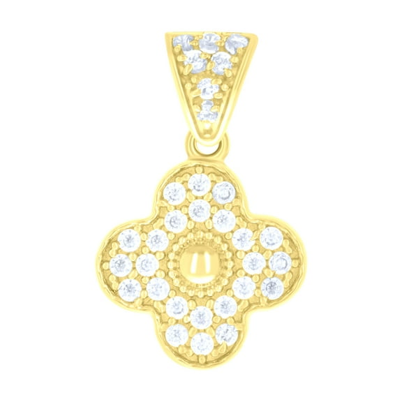 10k 10Kt Yellow Gold Womens Cubic-Zirconia Clover Good Luck Charm Pendant