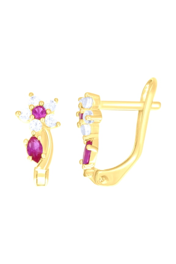 10k 10kt Yellow Gold Womens Pink White Marquise Round Cz Flower Heart Latch Back Earrings Jewelry Gift for Women