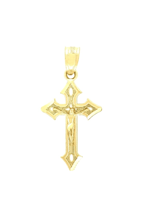 10k 10k Yellow Gold Unisex Crucifix Cross Religious Gift Charm Pendant