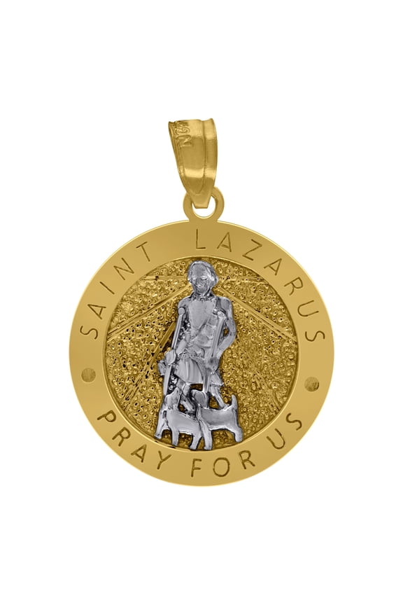 10k 10kt Two-Tone Gold Mens Religious St. Lazarus Pendant