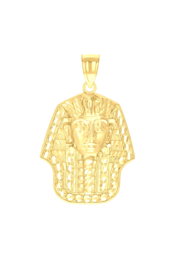 10k Yellow Gold Mens Pharaoh Egyptian Charm Pendant for Men