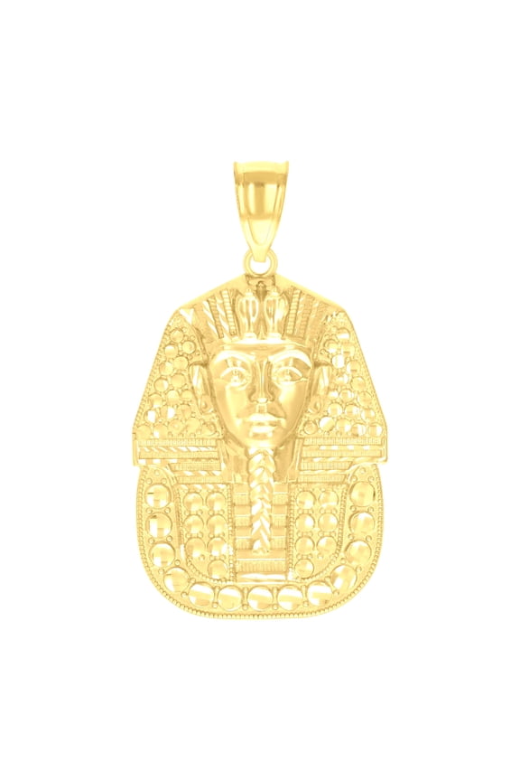 10k Yellow Gold Mens Pharaoh Egyptian Charm Pendant for Men