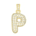 thumbnail image 1 of 10k Yellow Gold Unisex Cubic Zirconia Bubble Initial Letter P Charm Pendant for Men Women, 1 of 3
