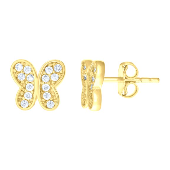 10k Yellow Gold Womens Cubic-zirconia Butterfly Fashion Stud Earrings Jewelry Gift for Women