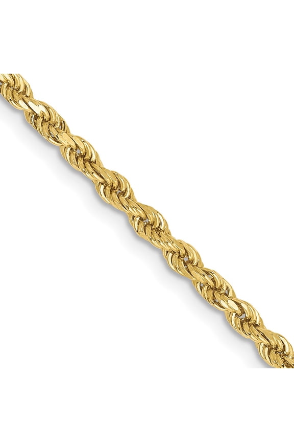 10k 2.5mm Semi-Solid Rope Chain