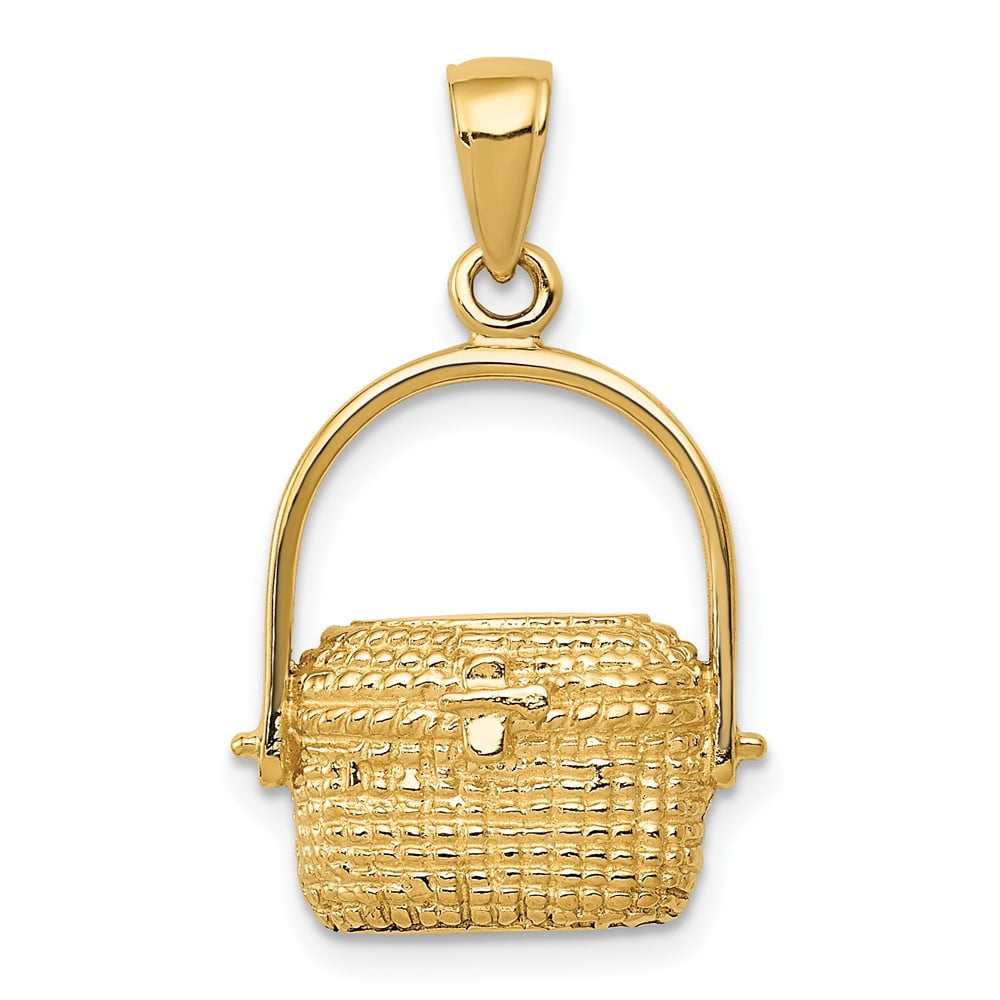 QUALITY GOLD Finest Gold 10K 2-D Large Nantucket Basket Pendant