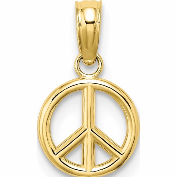Jewelry by Sweet Pea 10K Yellow Gold 3-D Mini Peace Sign Charm