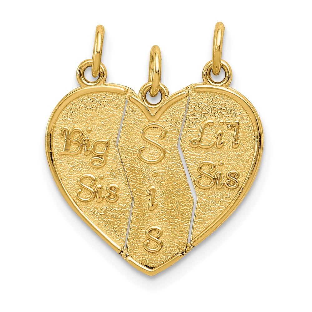 Finest Gold 10K 3 Piece Break-apart Big Sis, Sis & Lil Sis Charm