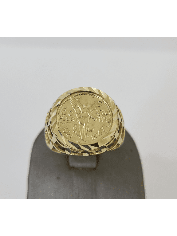 10k 50 Pesos Coin Centenario Ring Yellow Gold Men Real Genuine All Sizes (Ring Size:8;)