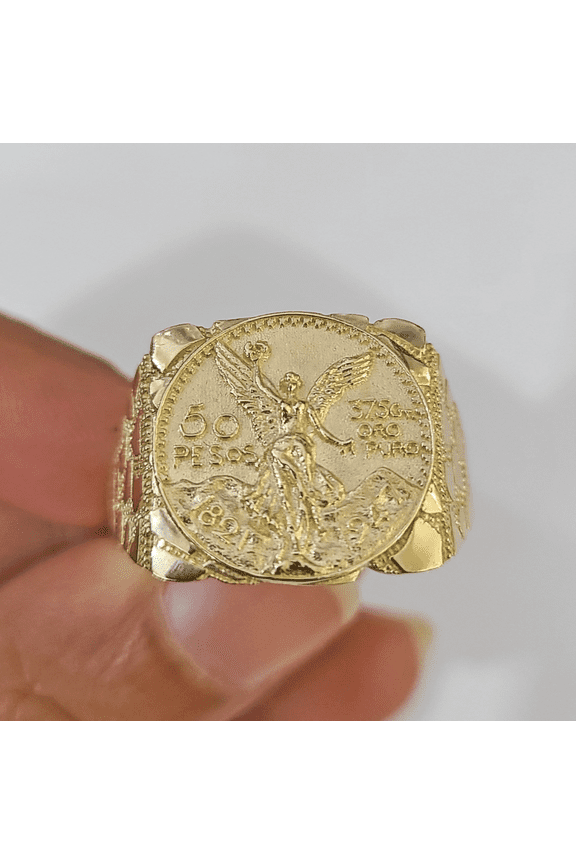 10k 50 Pesos Coin Centenario Ring Yellow Gold Men Real Genuine