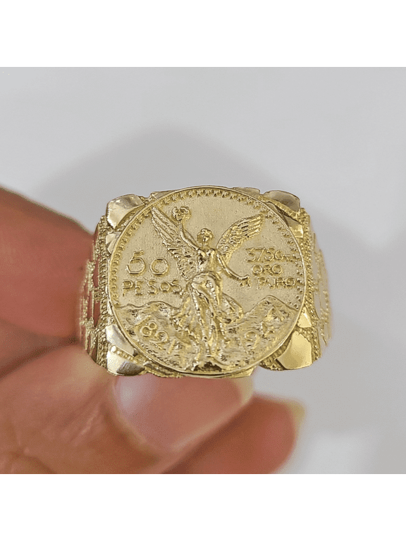 10k 50 Pesos Coin Centenario Ring Yellow Gold Men Real Genuine