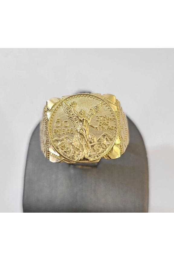 10k 50 Pesos Coin Centenario Ring Yellow Gold Men Women Real Genuine (Ring Size:10;)