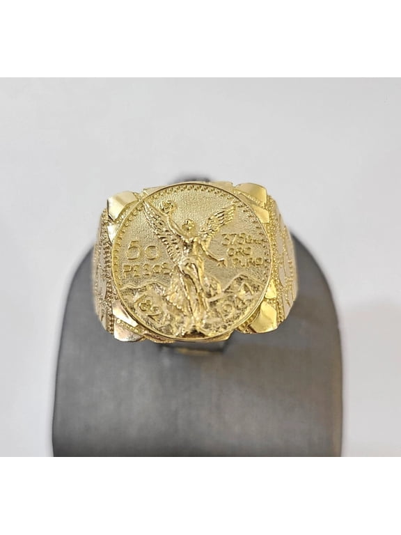 10k 50 Pesos Coin Centenario Ring Yellow Gold Men Women Real Genuine (Ring Size:9;)