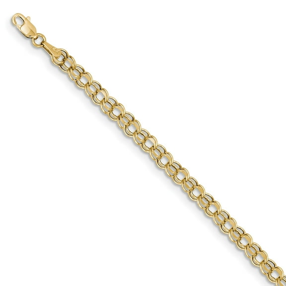 10k 7in 4.5mm Hollow Double Link Charm Bracelet in 10k Yellow Gold