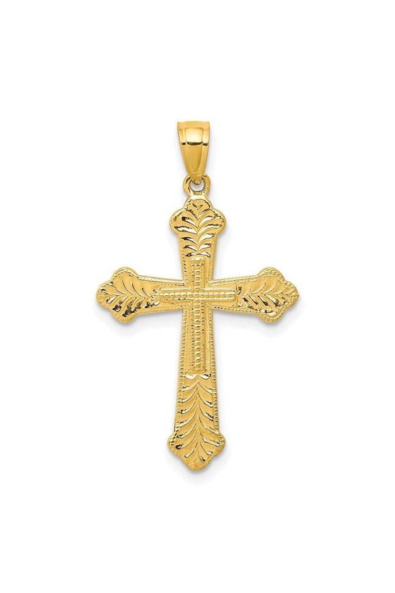 10k Yellow Gold D.C Budded Cross Pendant Polished