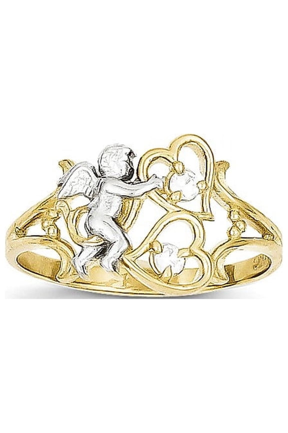 10k CZ Angel w/Hearts Ring