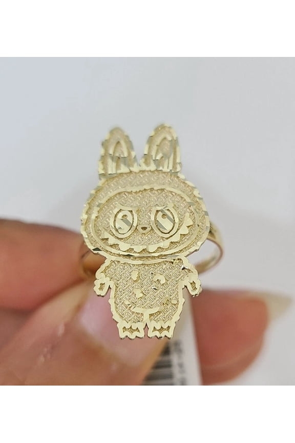 10k Cartoon Monster Ring Yellow Gold Men Women Real Genuine (Ring Size:7;)