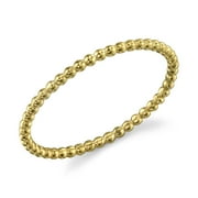 TESORI & CO 10k Dainty Yellow or White Gold Ball Chain Beaded Eternity Thin Band