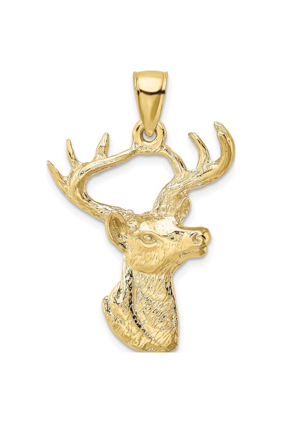 10k Deer Head Profile Charm Yellow Gold Material Polished Captivating Enchanting An unforgettable keepsake to treasure forever