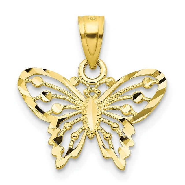 10k Diamond-Cut Butterfly Charm in 10k Yellow Gold