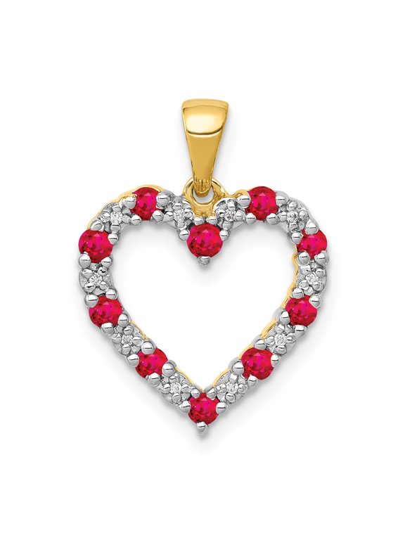 10k Diamond and .35 Ruby Heart Pendant