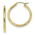 thumbnail image 1 of 10k Diamond-cut 2mm Round Tube Hoop Earrings in 10k Yellow Gold, 1 of 2