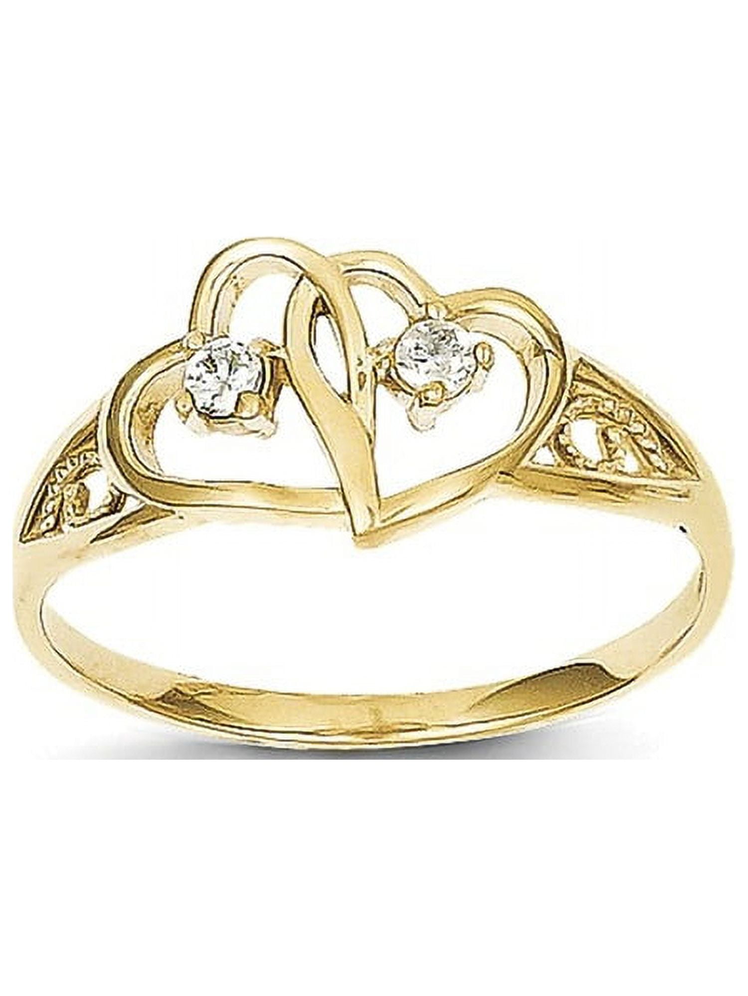 10k Gold Double Heart CZ Filigree Ring 10k Gold Double Heart CZ Filigree Ring