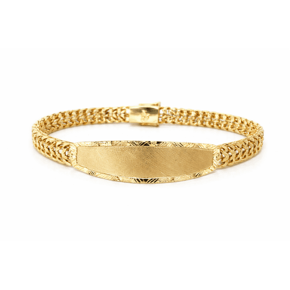 10k Double Row 7mm Cuban Link ID Bracelet 6.25"