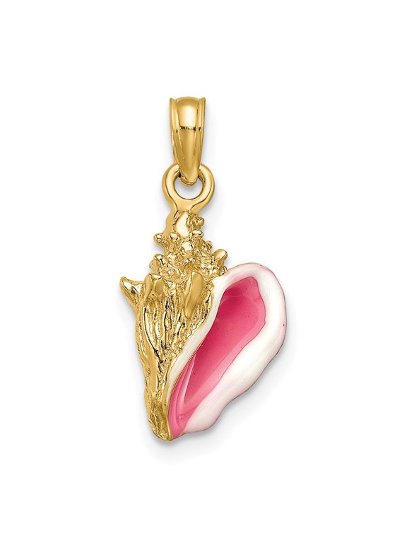 10k Enameled 3-D Conch Shell Pendant