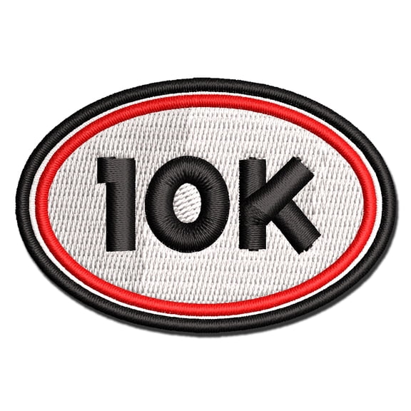 10k Euro Oval Race Running Runner Applique Multi-Color Embroidered Iron-On Patch - 2.0 Inch Mini